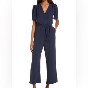 NWT Fraiche by J Nordstrom Tie Front Wide Leg Jumpsuit in Navy